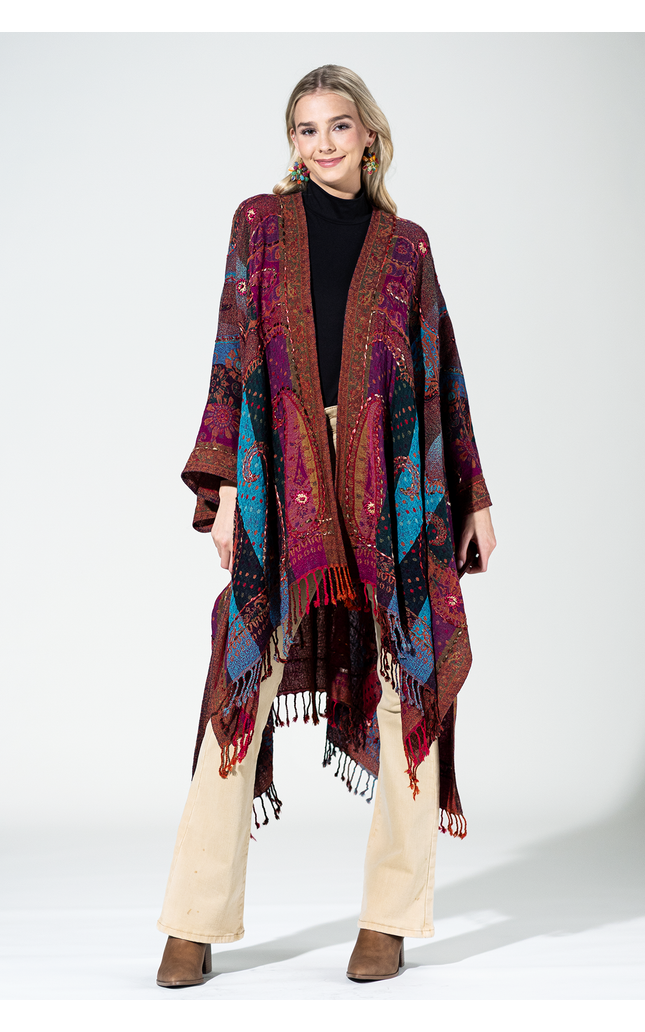 Wool Multi Paisley Ruana