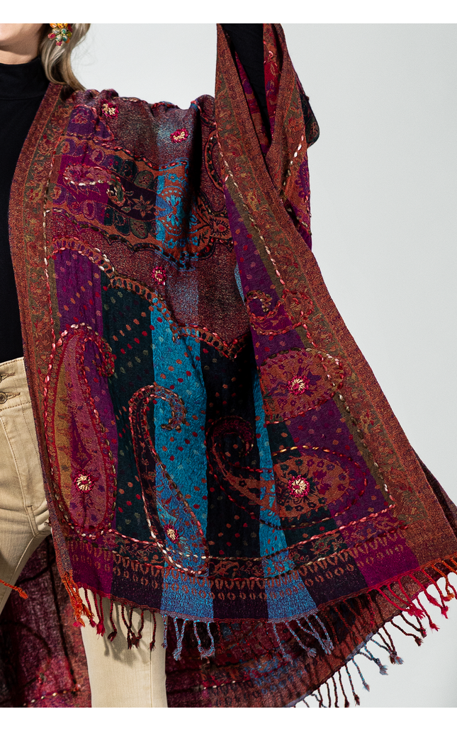 Wool Multi Paisley Ruana