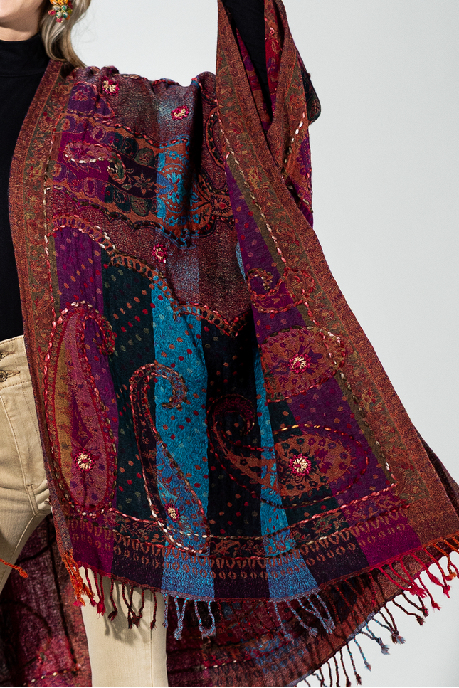 Wool Multi Paisley Ruana