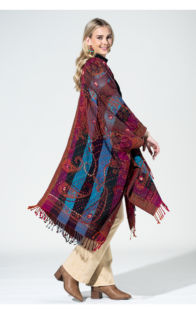 Wool Multi Paisley Ruana