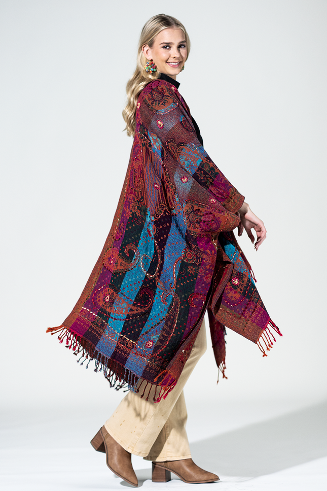 Wool Multi Paisley Ruana