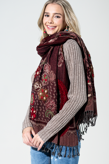 Moab Wool Embroidered Scarf