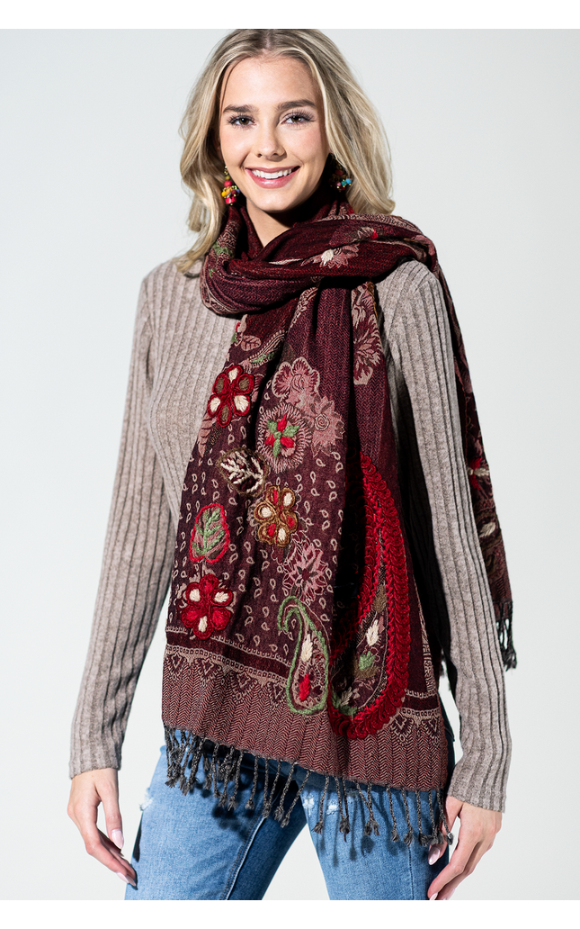 Moab Wool Embroidered Scarf