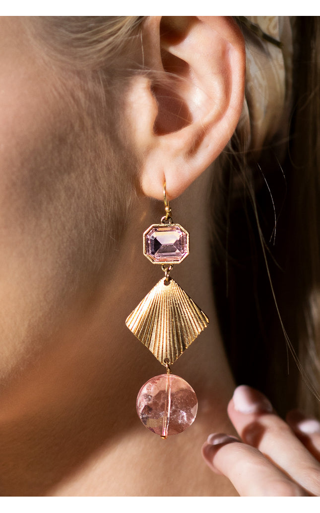 Rose Elegance Gold Geometric Earrings