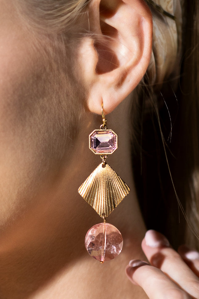 Rose Elegance Gold Geometric Earrings