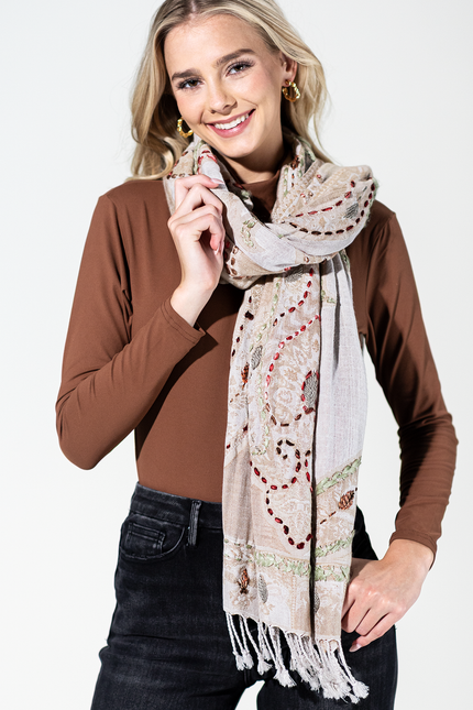 Telluride Embroidered Viscose Scarf