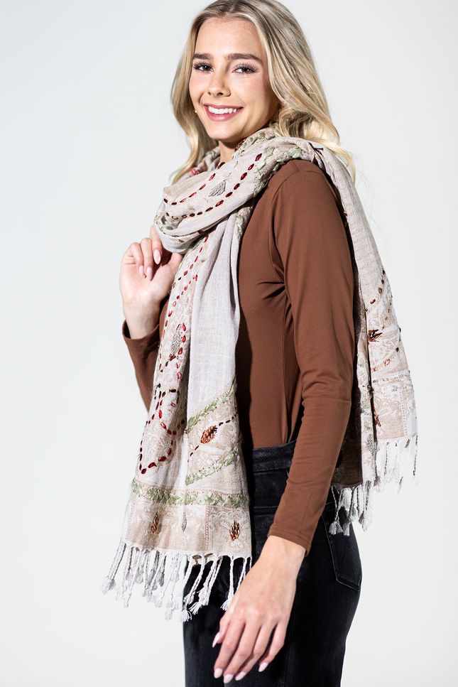 Telluride Embroidered Viscose Scarf