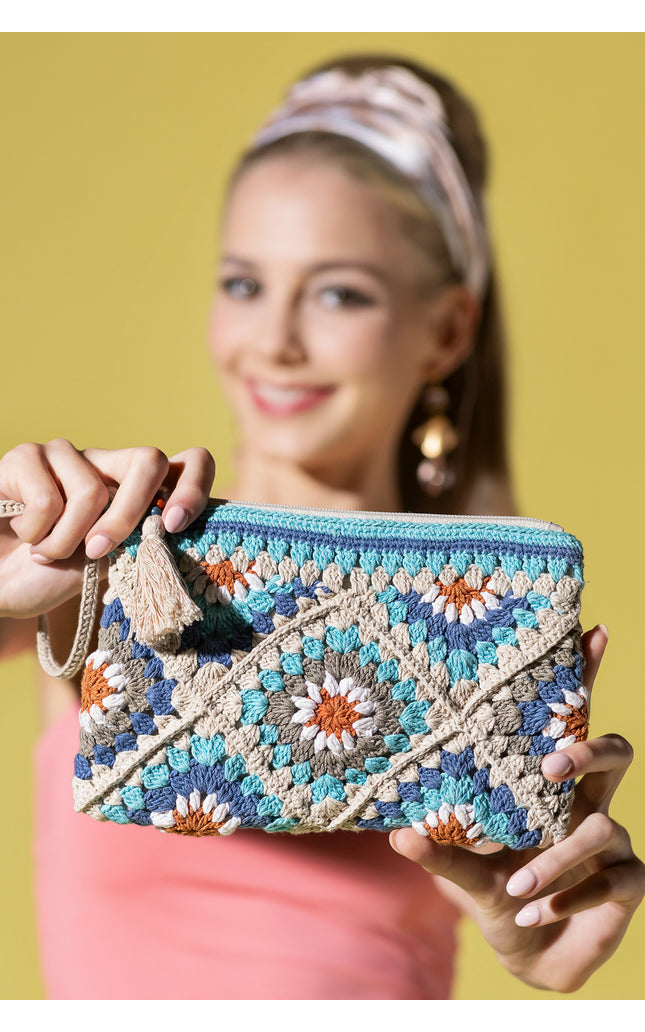 Diamond Crochet Tassel Clutch