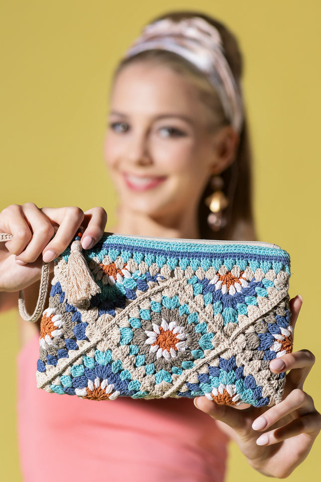 Diamond Crochet Tassel Clutch