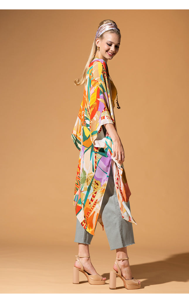Abstract Tropics Lurex Kimono