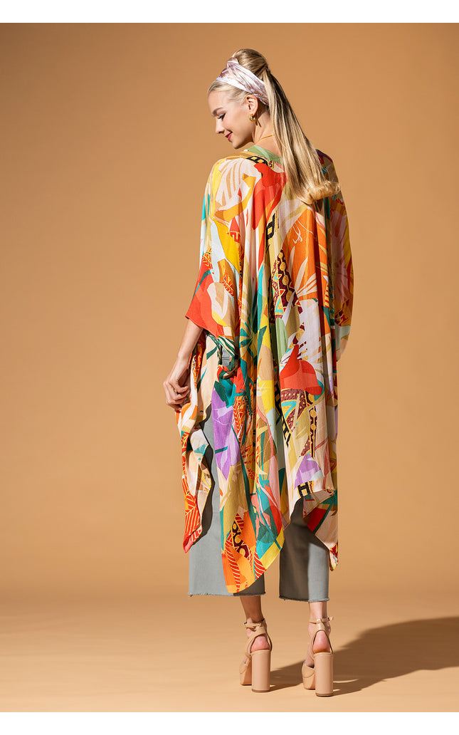 Abstract Tropics Lurex Kimono