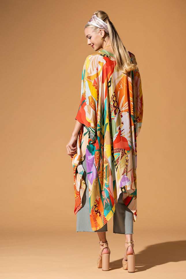 Abstract Tropics Lurex Kimono