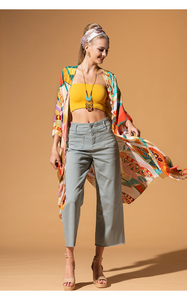 Abstract Tropics Lurex Kimono