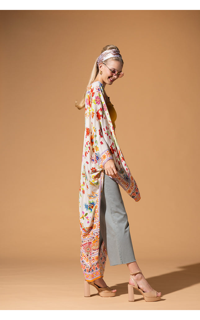 Floral Lurex Duster Kimono