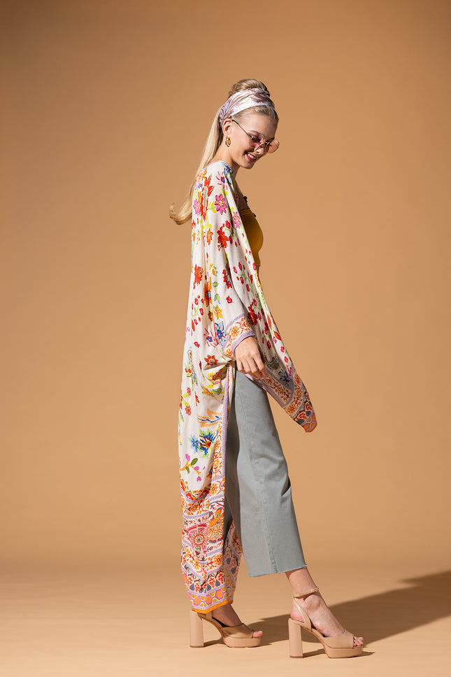 Floral Lurex Duster Kimono