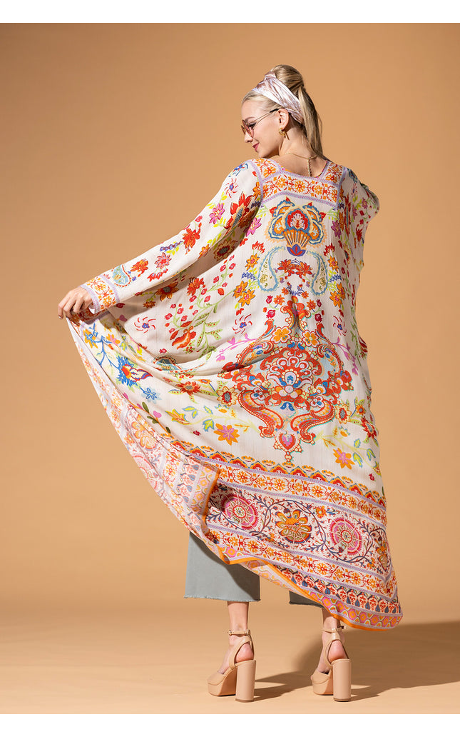 Floral Lurex Duster Kimono