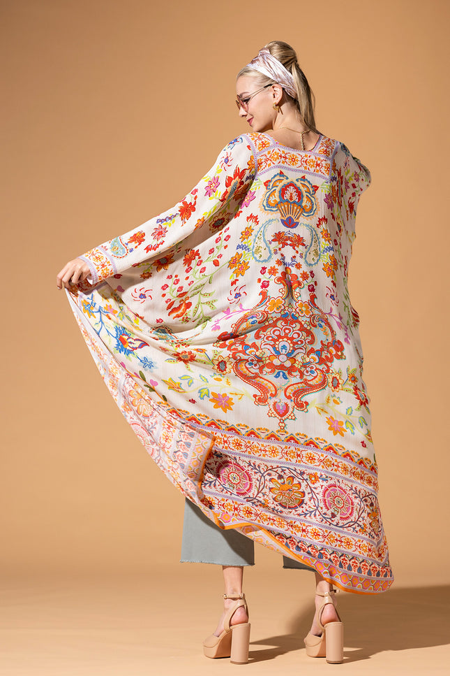 Floral Lurex Duster Kimono
