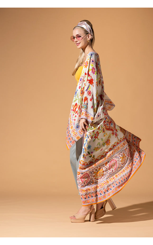 Floral Lurex Duster Kimono