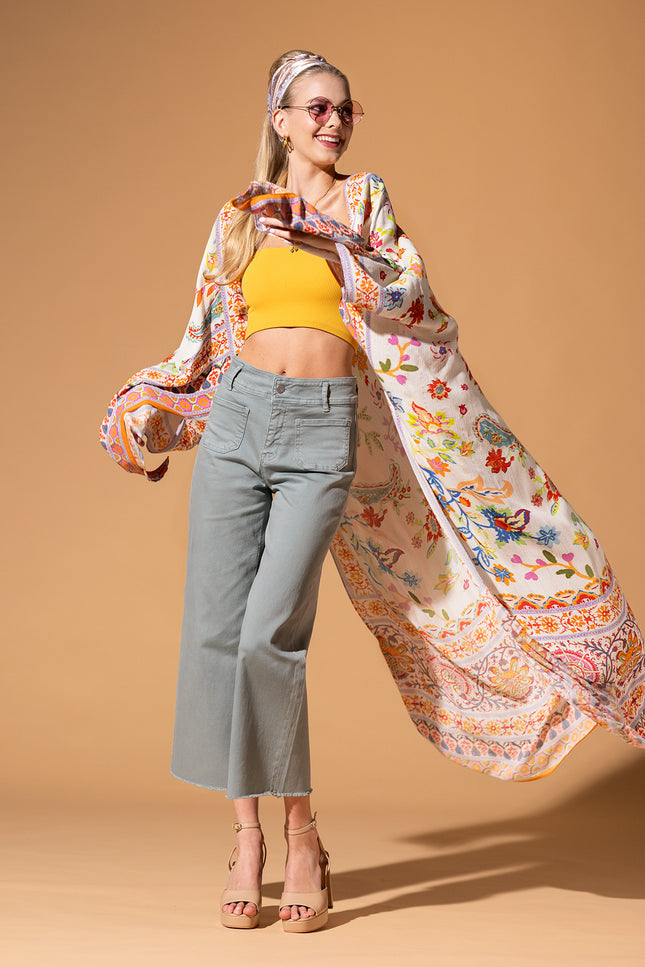 Floral Lurex Duster Kimono