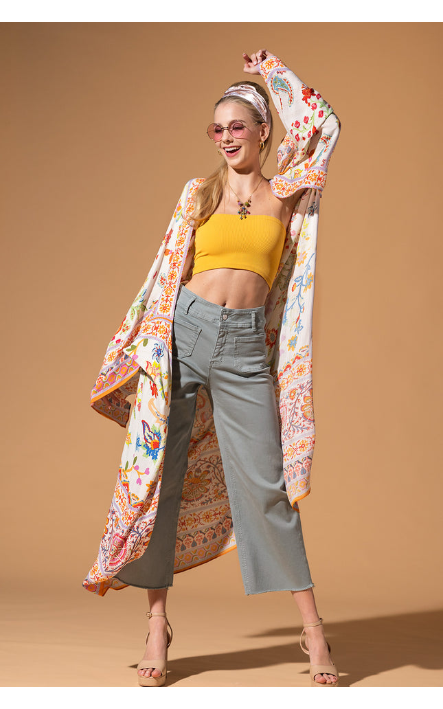 Floral Lurex Duster Kimono