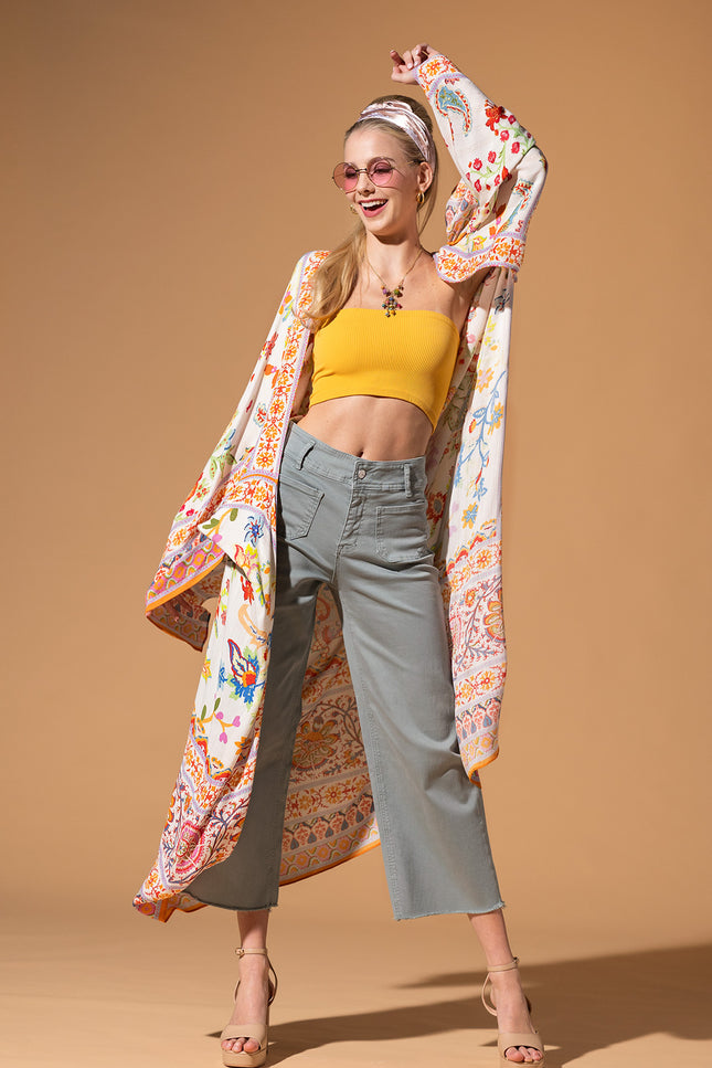 Floral Lurex Duster Kimono