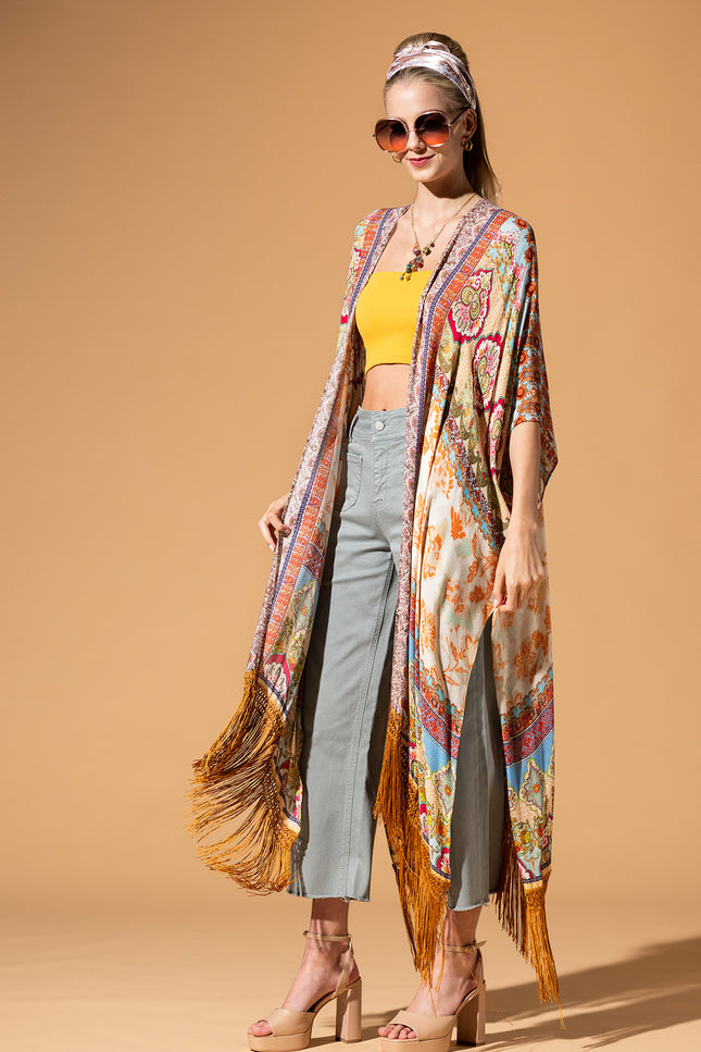 Regal Bloom Fringe Kimono