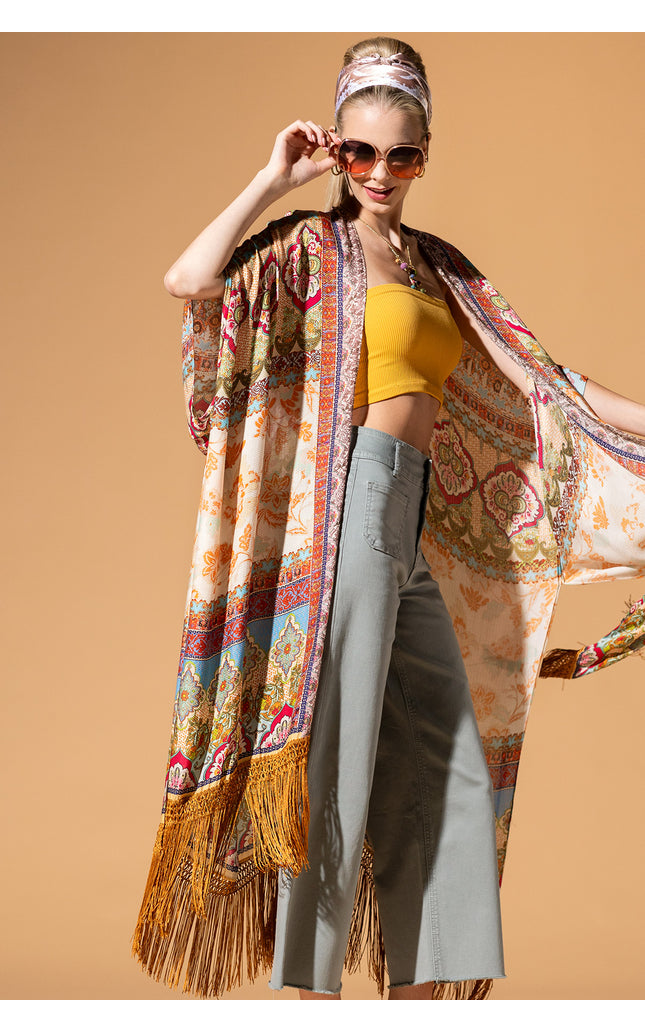 Regal Bloom Fringe Kimono