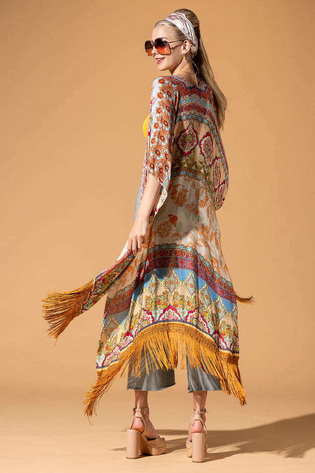 Regal Bloom Fringe Kimono