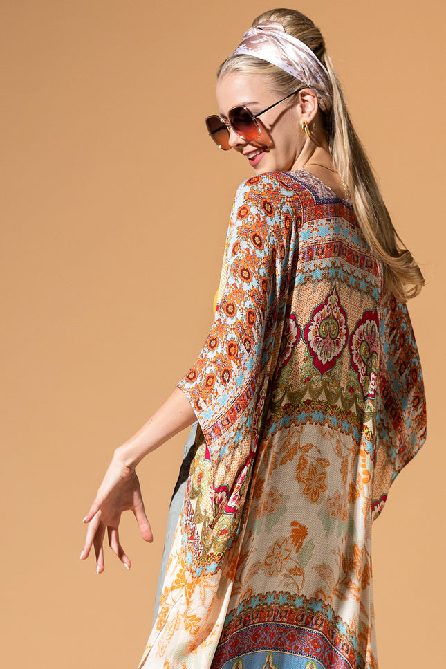 Regal Bloom Fringe Kimono