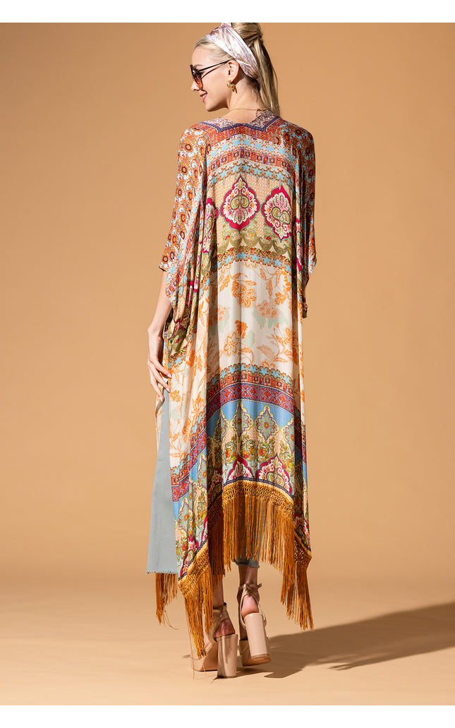 Regal Bloom Fringe Kimono