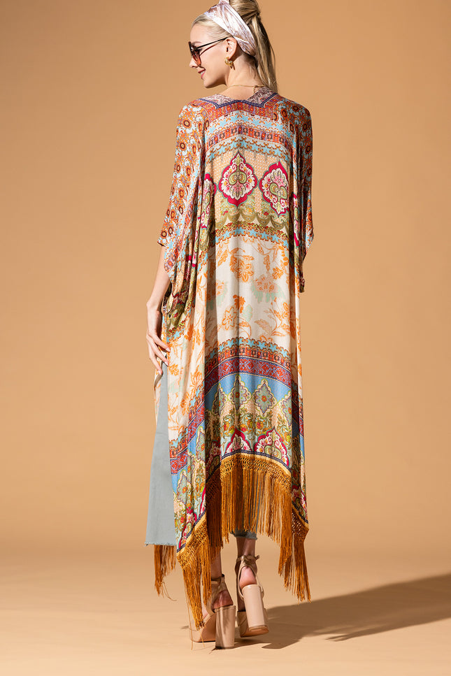Regal Bloom Fringe Kimono