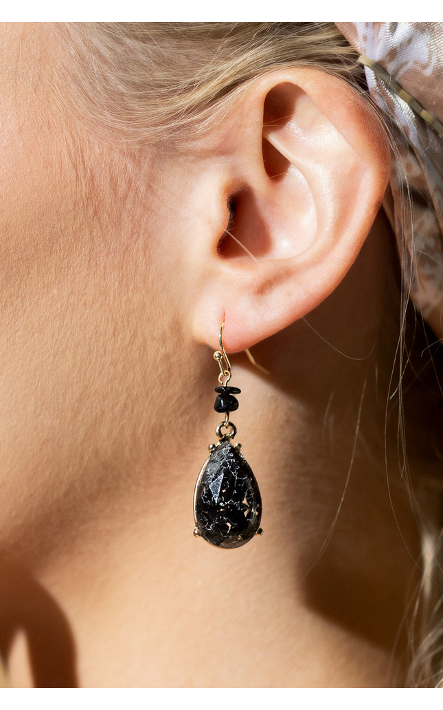 Midnight Marble Teardrop Earrings