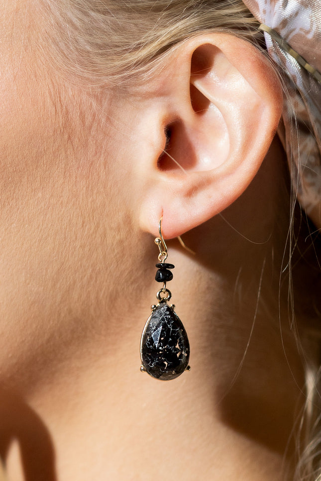 Midnight Marble Teardrop Earrings