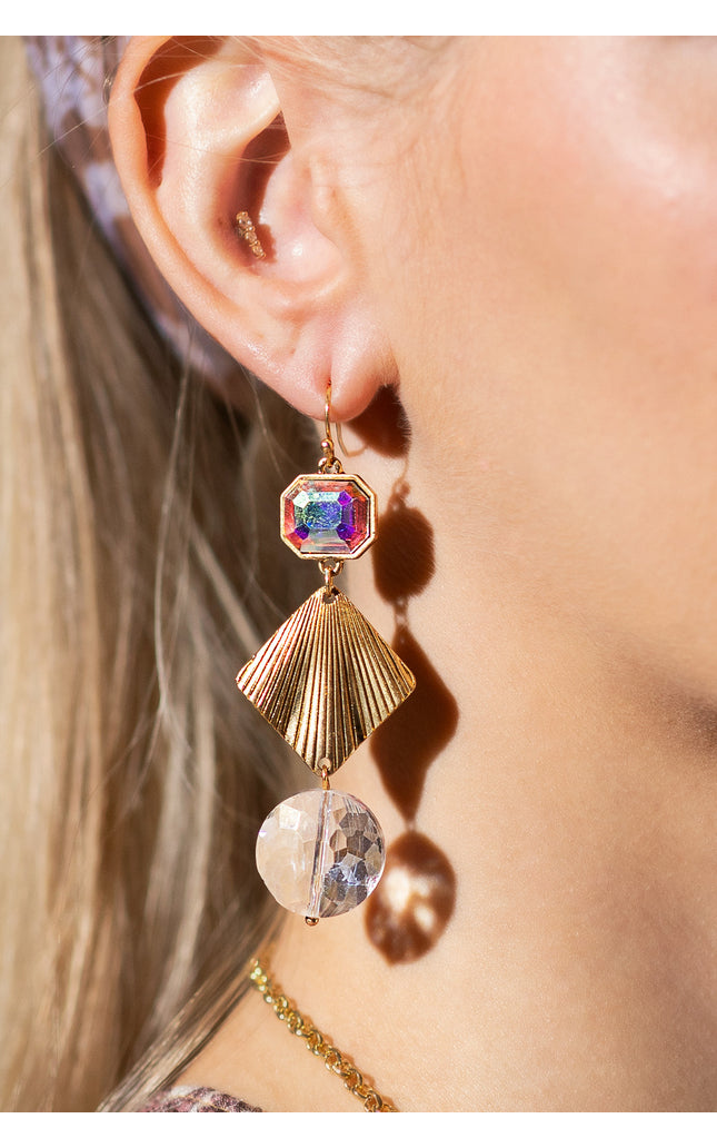 Iridescent Gold Geometric Earrings