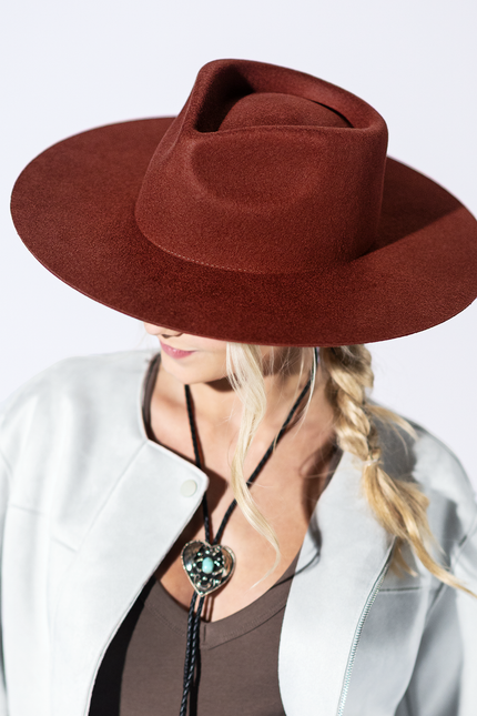 Mickey Wide Wool Rancher - Rust