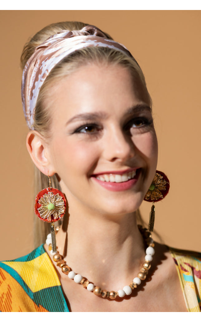 Floral Chain Tassel Earrings
