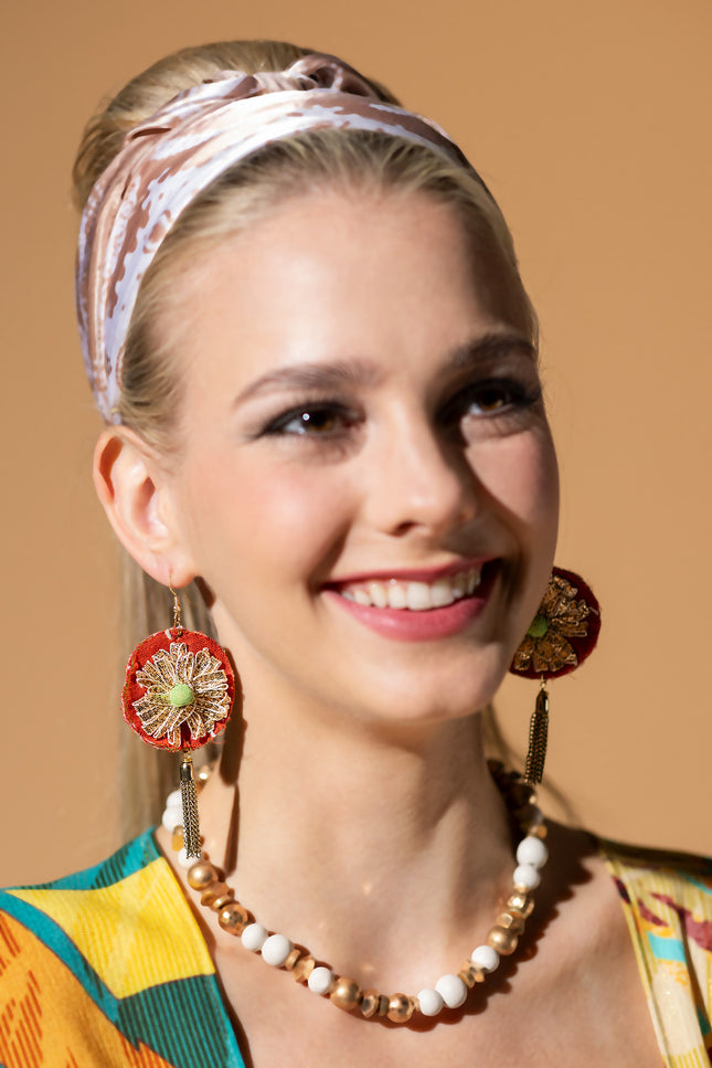 Floral Chain Tassel Earrings