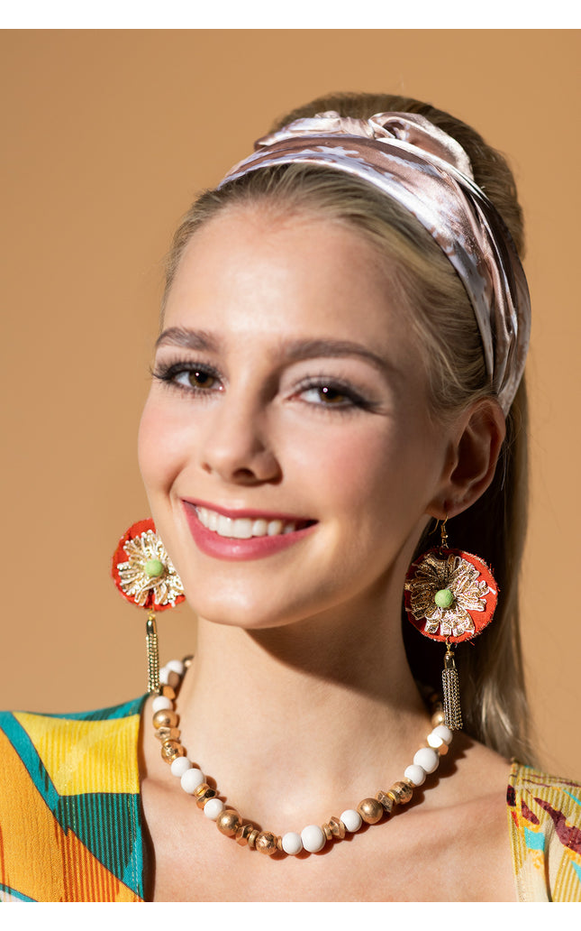 Floral Chain Tassel Earrings