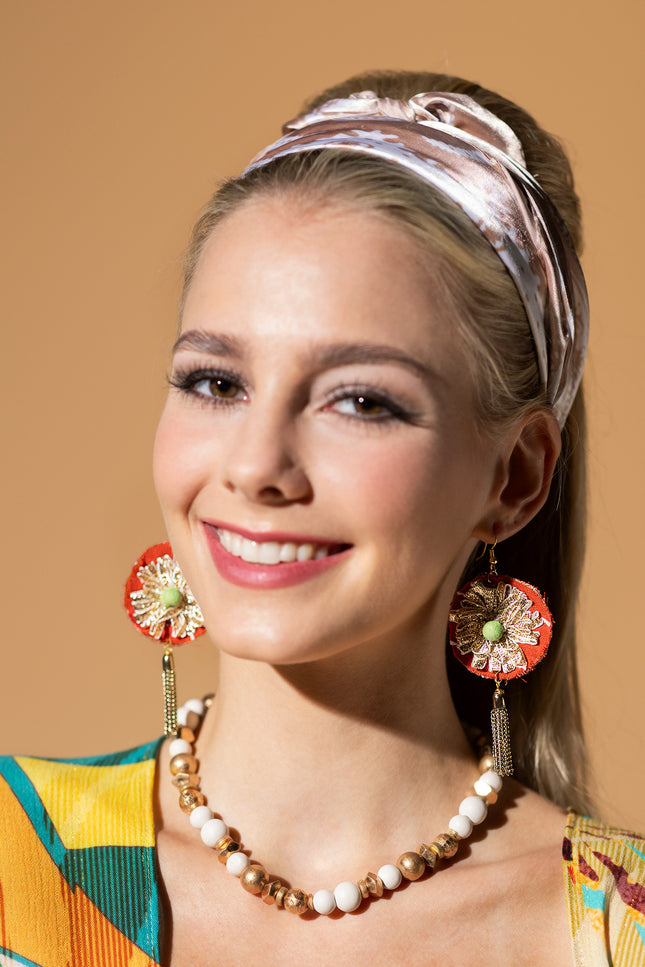 Floral Chain Tassel Earrings