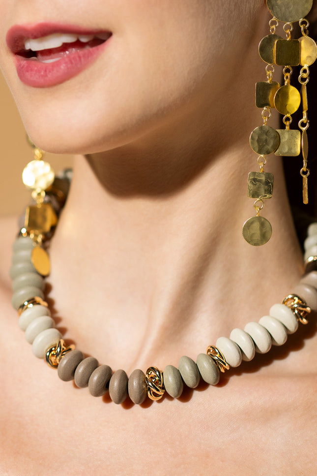 Earthy Tones Wooden Beaded Necklace