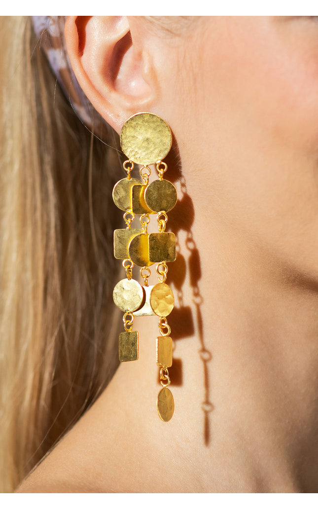 Hammered Geometric Drop Earrings