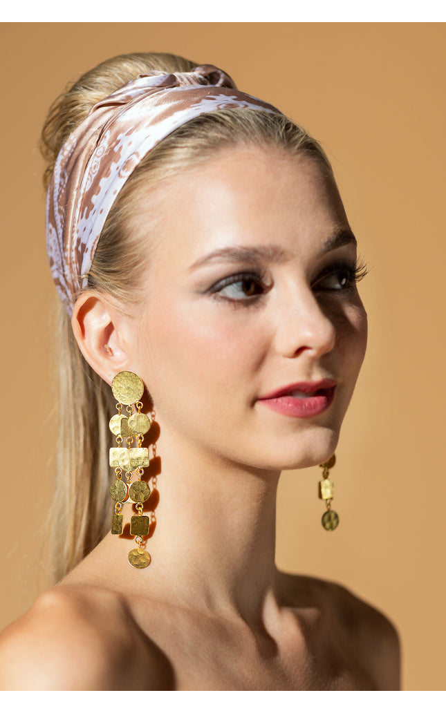 Hammered Geometric Drop Earrings