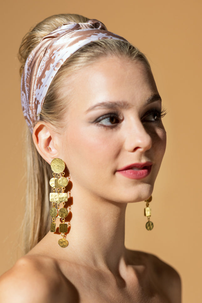 Hammered Geometric Drop Earrings