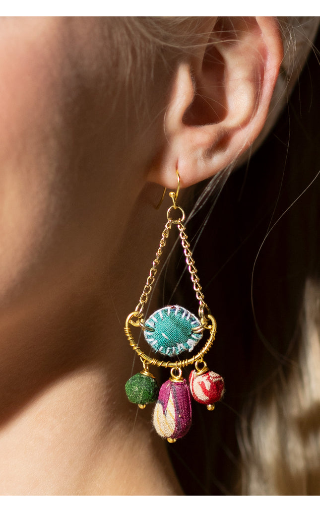 Fabric Drop Charm Earrings