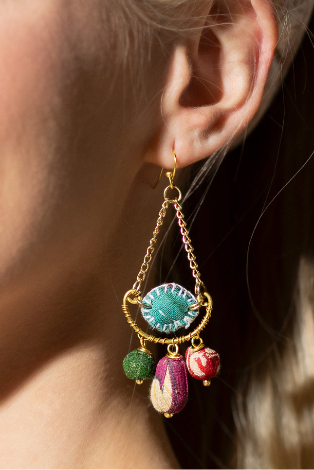 Fabric Drop Charm Earrings