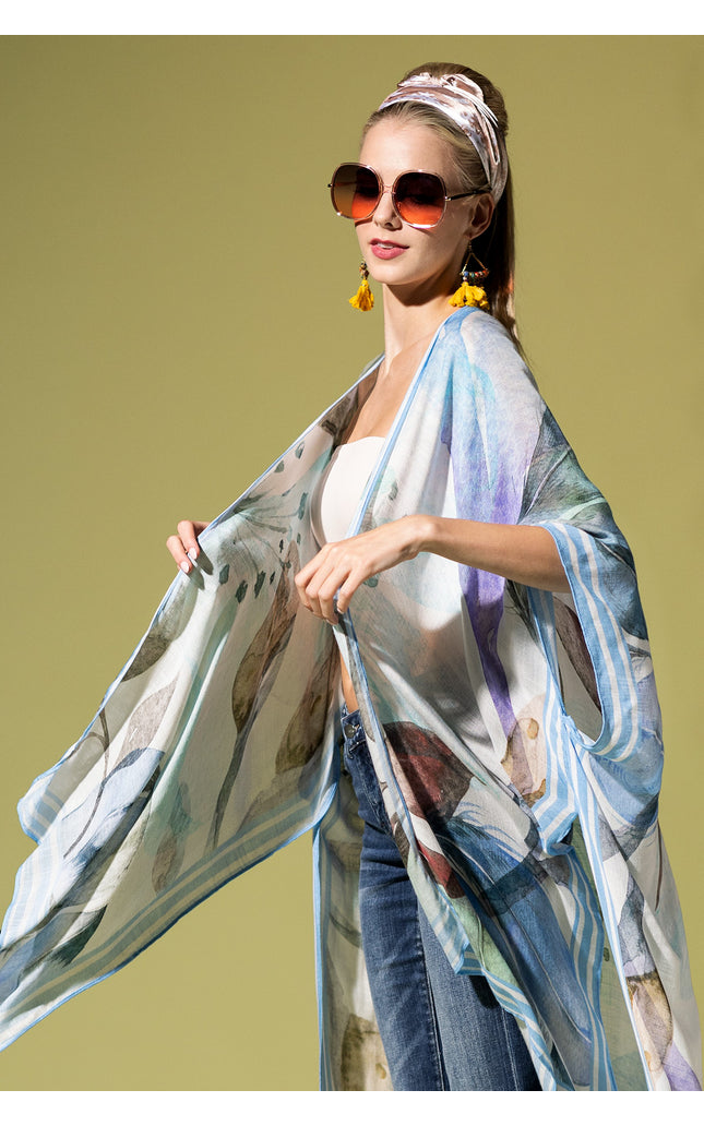 Watercolor Botanical Breeze Kimono