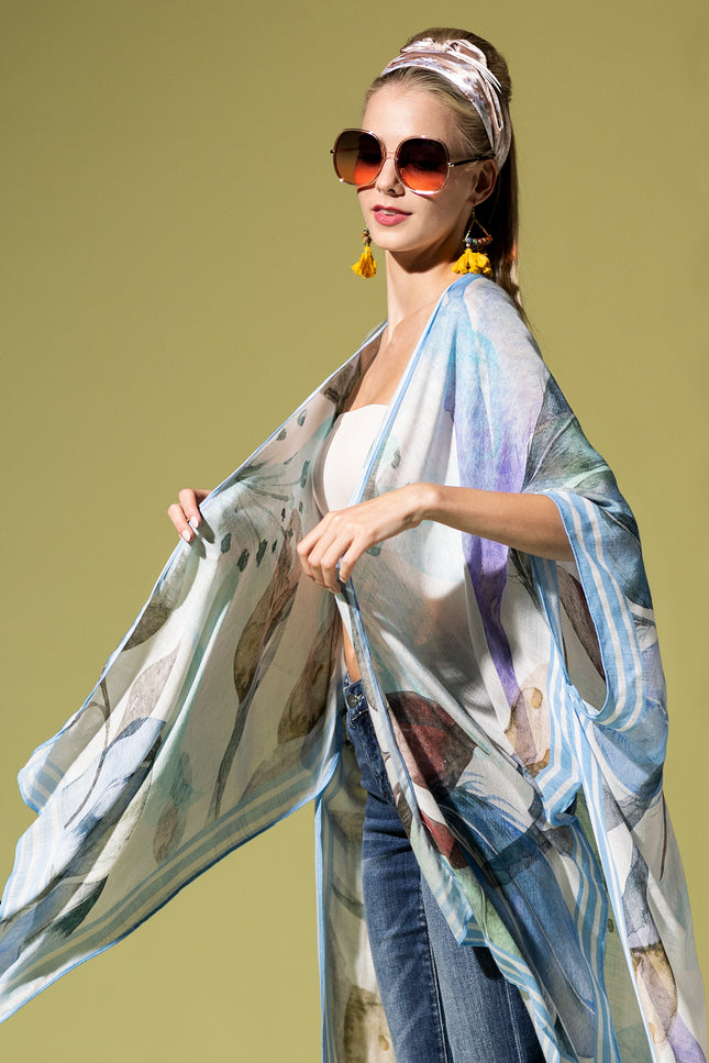 Watercolor Botanical Breeze Kimono