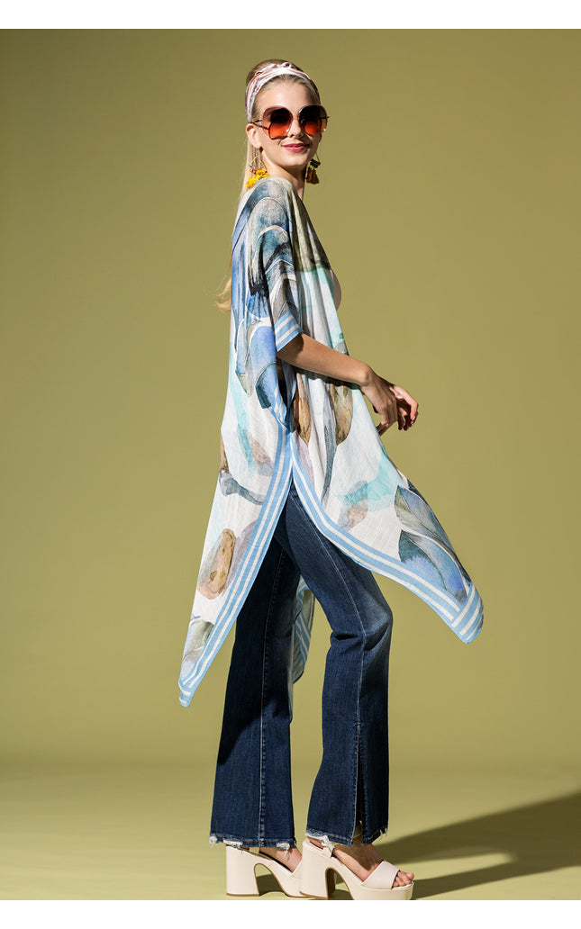 Watercolor Botanical Breeze Kimono