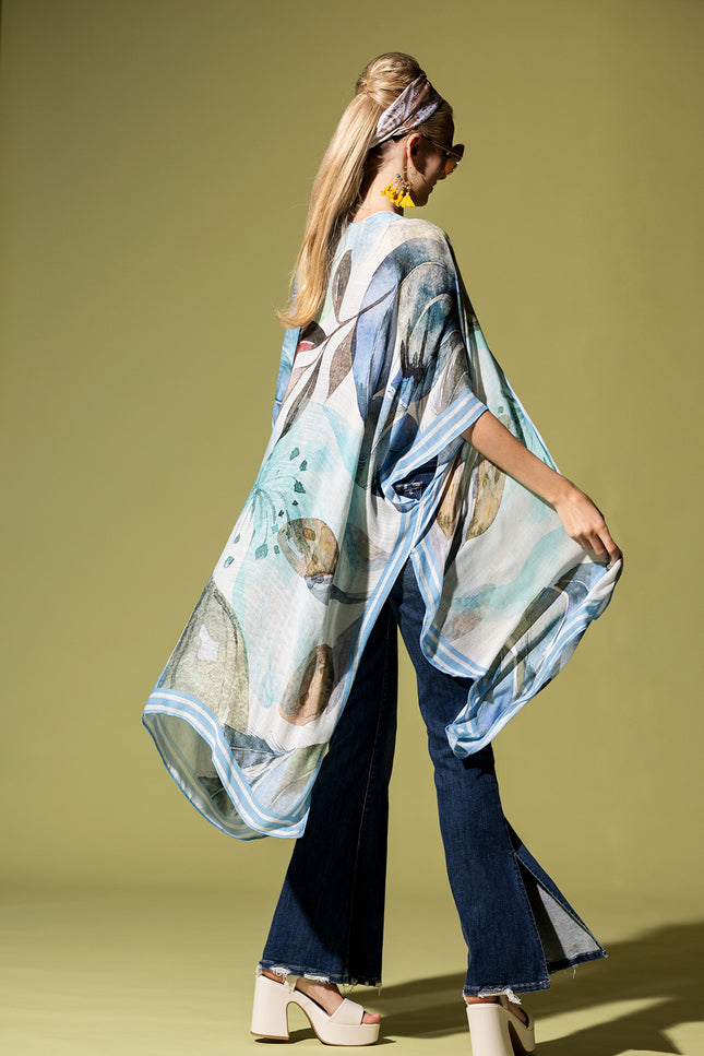 Watercolor Botanical Breeze Kimono
