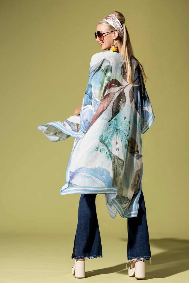Watercolor Botanical Breeze Kimono